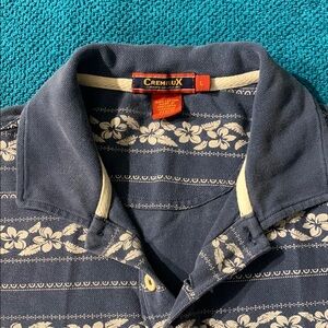 Cremeux Navy Floral Polo Shirt